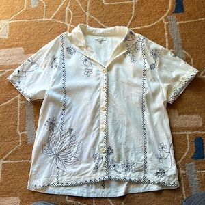 Madewell Linen-blend Embroidered Camp Shirt